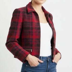Vintage Carlisle Plaid Velvet Cropped Jacket 4 Twee 90s Maximalist Cotton Wool